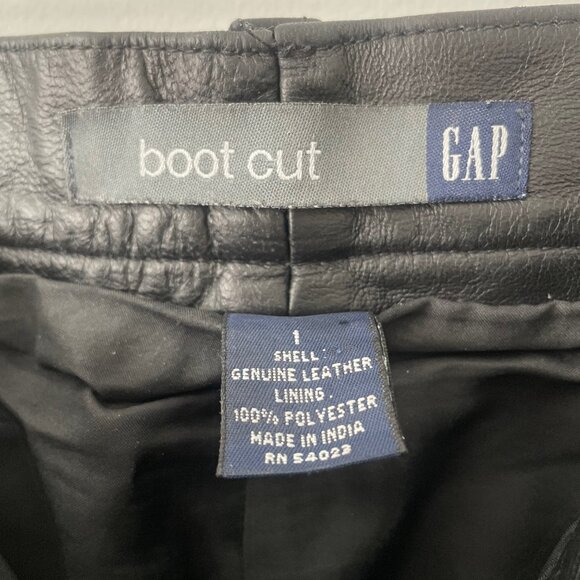 2001 Vintage Y2k Gap Black Genuine Leather Boot Cut Low Rise Pants Size 1 - Picture 5 of 11